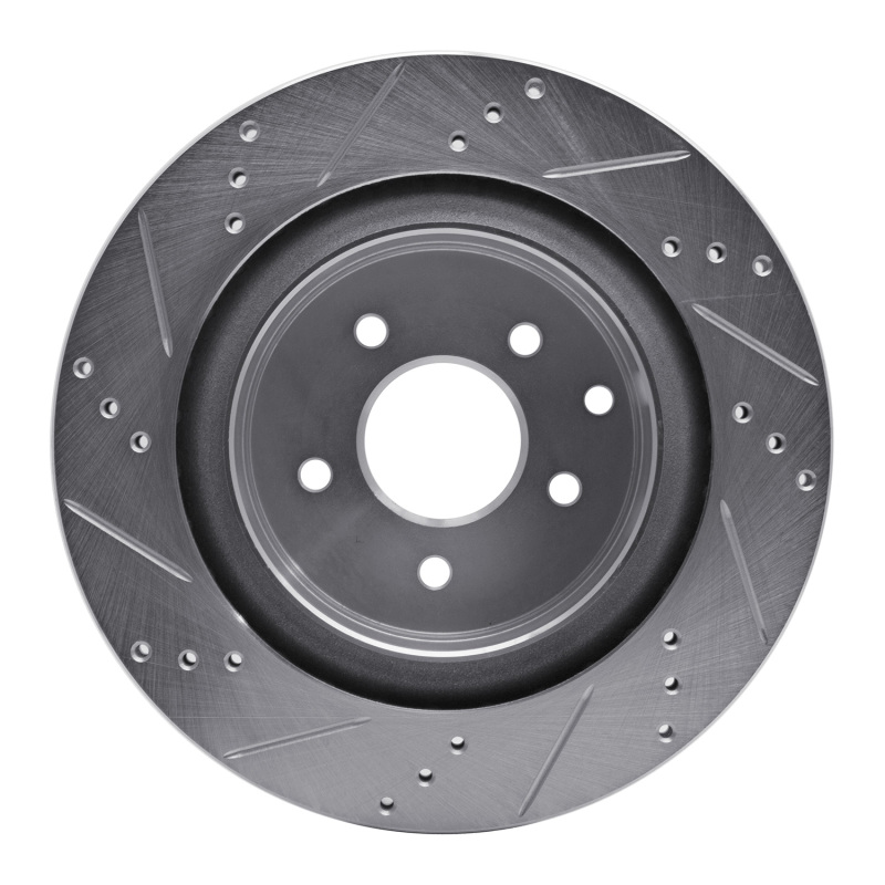 Infiniti G35 Brake Rotor (1) - Rear Right - R1 Concepts - Drilled & Slotted - Silver - `03-`08